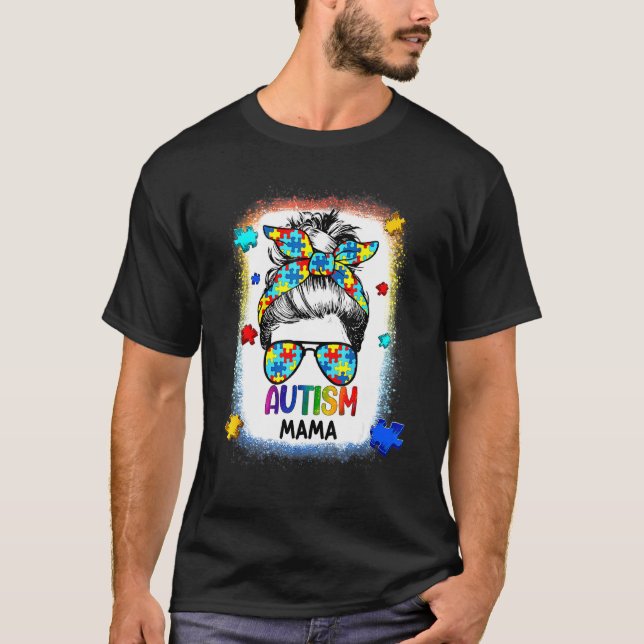 Camiseta Mãe Consciente do Autismo Vida Mecha Desbotada Coq (Frente)