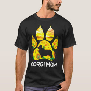 Camiseta Mãe Corgi Girassol Corgi Cachorro Mãe Cachorro Mam