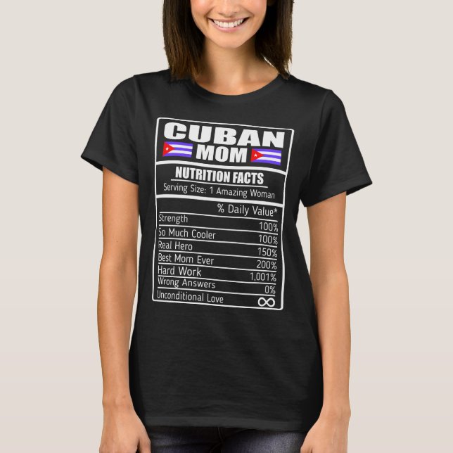 Camiseta Mãe Cubana Fatos Nutricionais Presente (Frente)