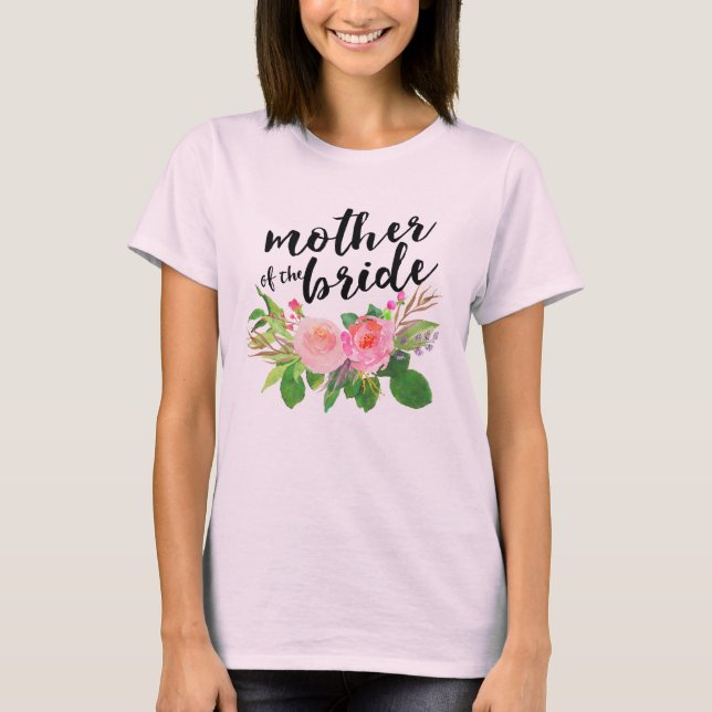 Camiseta Mãe da aguarela chique da noiva floral (Frente)