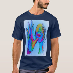 Camiseta Mãe da ASL em tons azuis