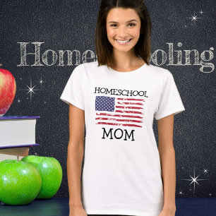 Camiseta Mãe da escola doméstica   Dia de as mães de bandei