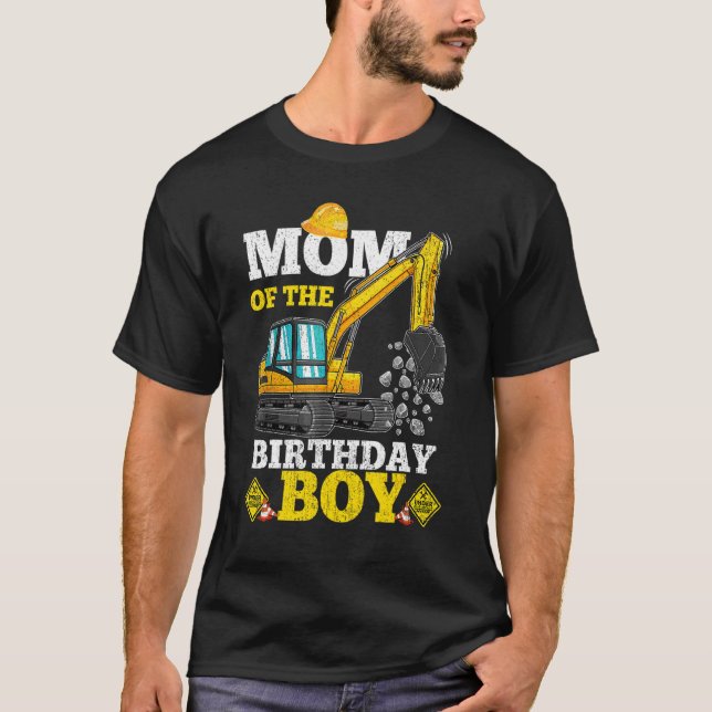 Camiseta Mãe Da Exca De Aniversário Da Construção Do Garoto (Frente)