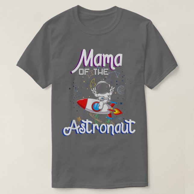 Camiseta Mãe Da Família Astronauta Do Tema Espacial Anivers (Frente do Design)