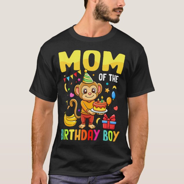 Camiseta Mãe Da Família De Festa De Macaco De Aniversário (Frente)