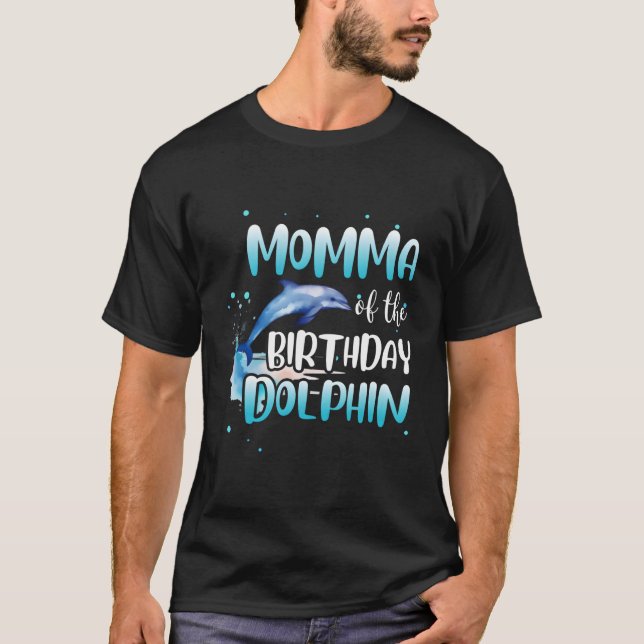 Camiseta Mãe Da Família De Golfinhos De Aniversário (Frente)