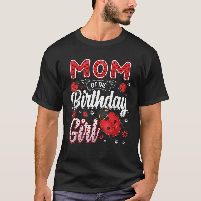Camiseta Mãe Da Família De Rapariga De Aniversário, Damybug (Frente)