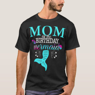Camiseta Mãe Da Família De Sereias De Aniversário _1