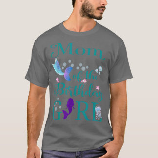 Camiseta Mãe da Mamãe de aniversário Sereia Primeiro Nascim