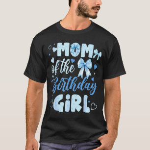 Camiseta Mãe da menina aniversariante laço azul fofo combin