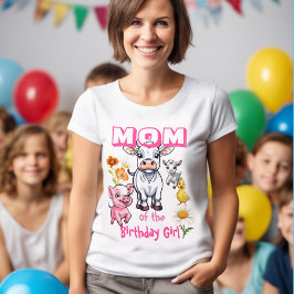Camiseta Mãe da Menina do Aniversário Festa de Animais da F