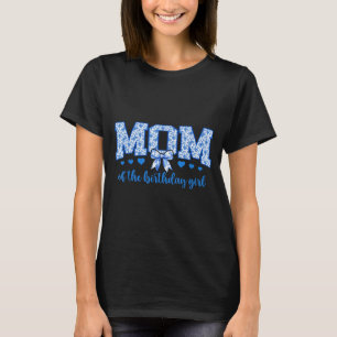Camiseta Mãe da Menina do Aniversário Floral Azul Chinoiser