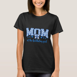 Camiseta Mãe da Menina do Aniversário Floral Azul Chinoiser