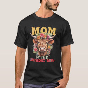 Camiseta Mãe Da Menina Do Aniversário Vaca Da Terras Altas