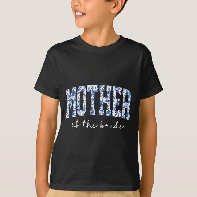 Camiseta Mãe da Noiva Azul Floral Toile Combinando (Frente)