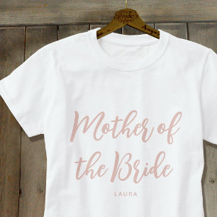 Camiseta Mãe da Noiva Casamento Rosa Poeirento Branco