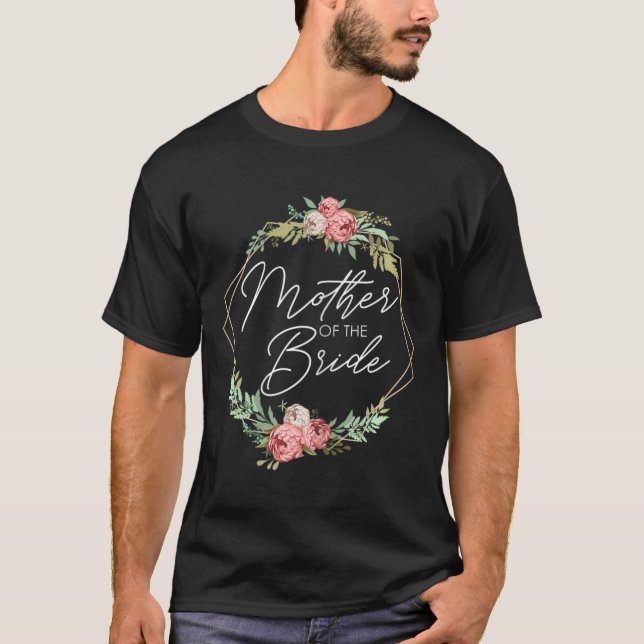 Camiseta Mãe Da Noiva Flores Noiva E Casamento De Noite (Frente)