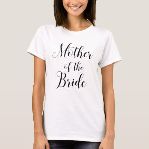 Camiseta Mãe da noiva. Script moderno preto e branco