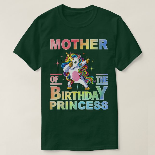 Camiseta Mãe Da Princesa De Aniversário Dabbing Unicorn Gi (Frente do Design)