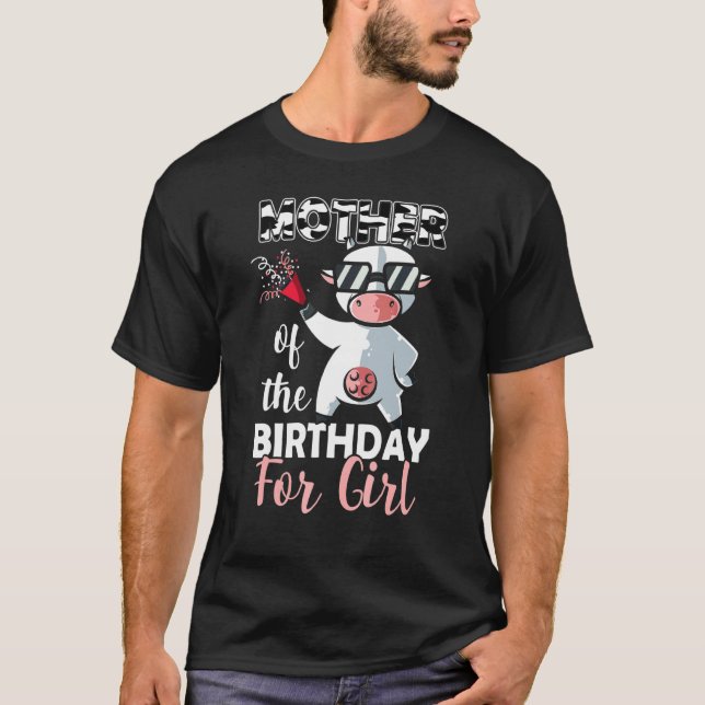 Camiseta Mãe Da Vaca Da Família Birthday Girl No Primeiro D (Frente)