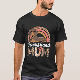 Camiseta Mãe Dachshund Mama Mamãe Cão Mãe Rainbow Leopardo