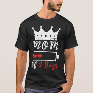 Camiseta Mãe De 2 Meninos Ama Mamãe Cita Dia de as mães Fel