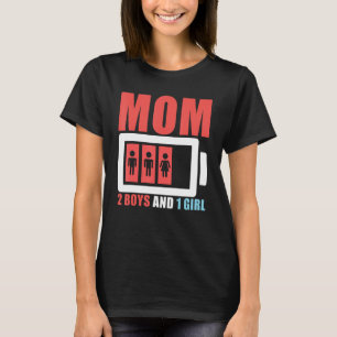 Camiseta Mãe de 2 Meninos e 1 Garota para o Dia das Mães e
