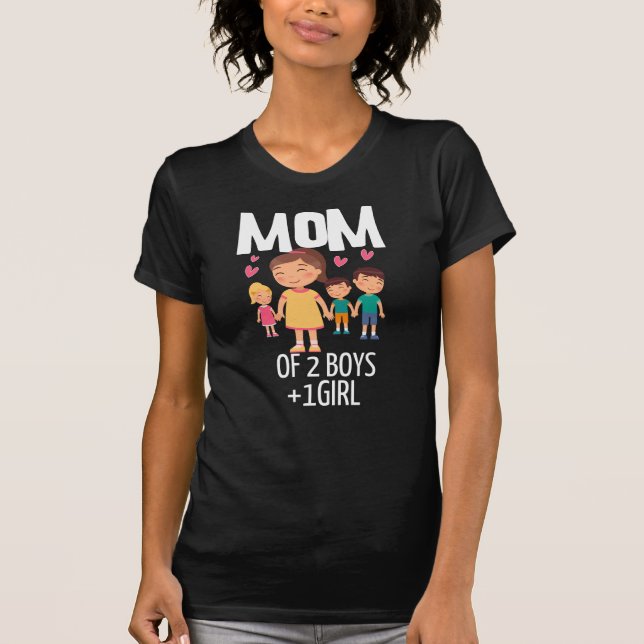 Camiseta Mãe De 2 Meninos E 1 Rapariga (Frente)
