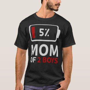 Camiseta Mãe de 2 Meninos, humor de família de mãe cansado