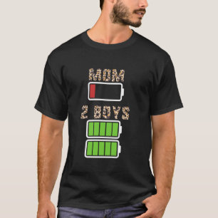Camiseta Mãe de 2 meninos Mãe gêmeos Dia Filho Mãe Bateria 