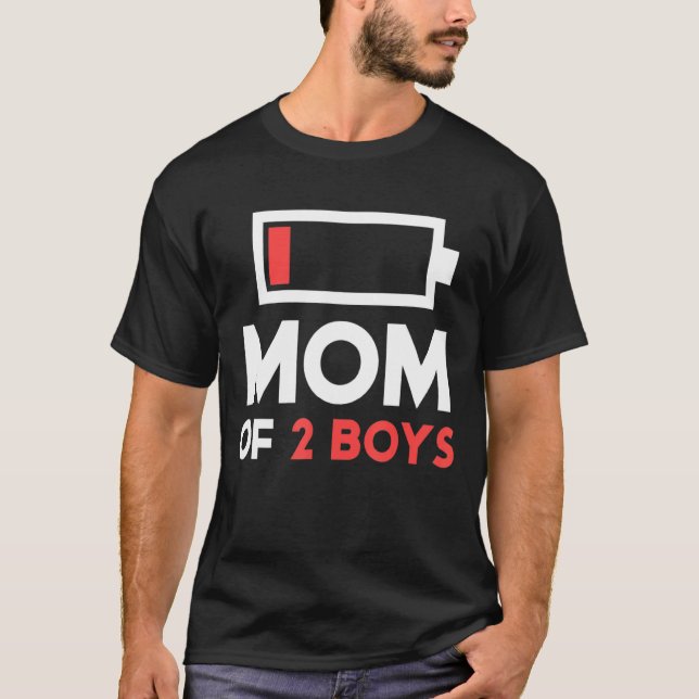 Camiseta Mãe De 2 Meninos Para A Vovó Mãe (Frente)