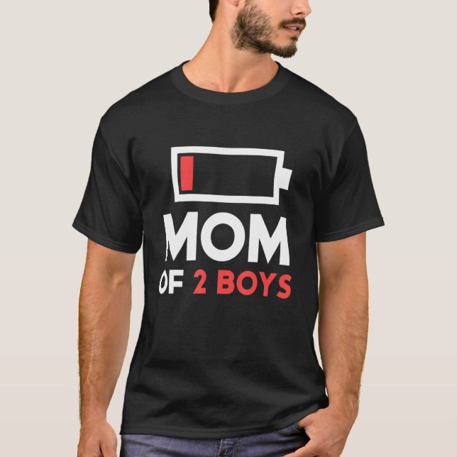 Camiseta Mãe De 2 Meninos Para A Vovó Mãe (Frente)