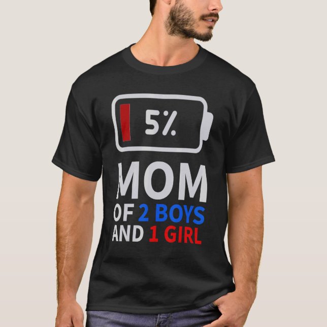 Camiseta Mãe de 2 rapazes 1 mãe de bateria baixa (Frente)