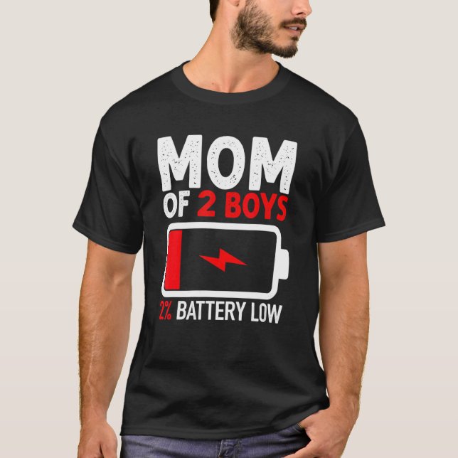 Camiseta Mãe De 2 Rapazes 2 Mães Com Baixo Dia de as mães D (Frente)