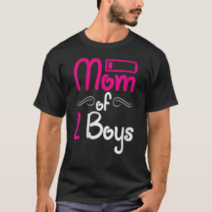 Camiseta Mãe De 2 Rapazes Bateria Baixa Para O Dia de as mã