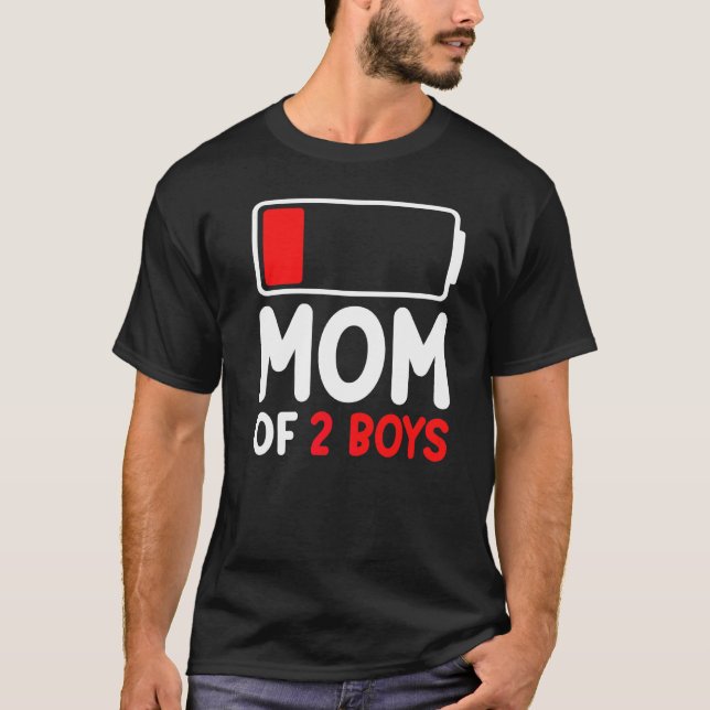 Camiseta Mãe De 2 Rapazes Do Filho Com Baixo Dia de as mães (Frente)