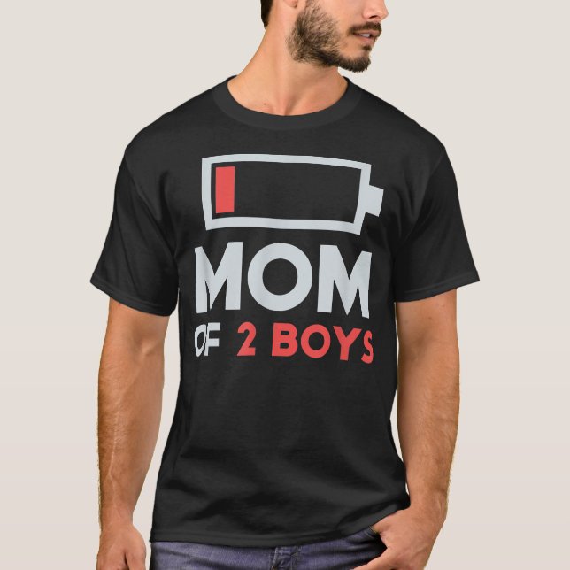 Camiseta Mãe de 2 Rapazes Presentes de Nascimento do Dia de (Frente)