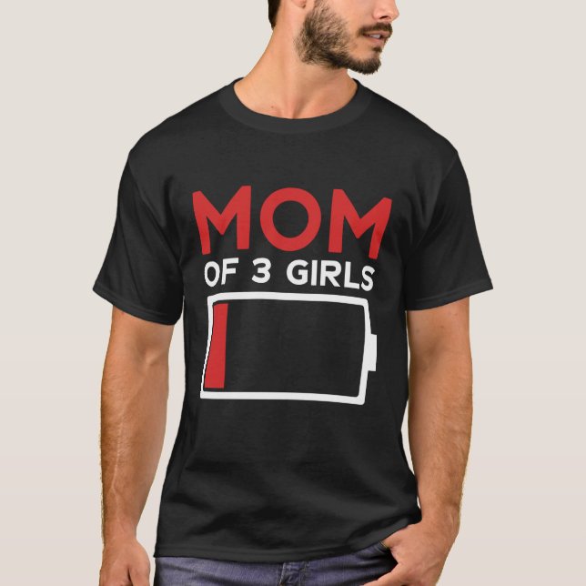 Camiseta Mãe de 3 Dias de as mães de Meninas (Frente)