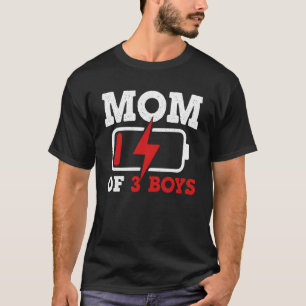 Camiseta Mãe de 3 Meninos da Mulher de Aniversário do Filho