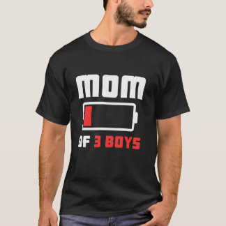 Camiseta Mãe de 3 Meninos Engraçado Dia das Mães