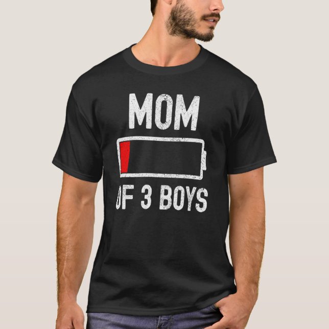 Camiseta Mãe De 3 Rapazes Com Baixo Consumo De Bateria Sarc (Frente)