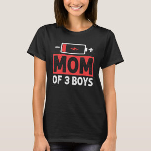 Camiseta Mãe de 3 Rapazes com Bateria Baixa Dia da Mãe