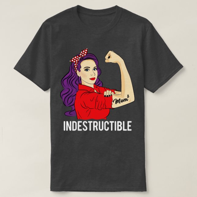 Camiseta Mãe de 8 Dias de as mães Indestrutíveis da Mãe8 (Frente do Design)