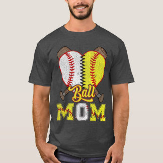 Camiseta Mãe de Ambos Bola Mãe Metade Softbol Metade Beiseb