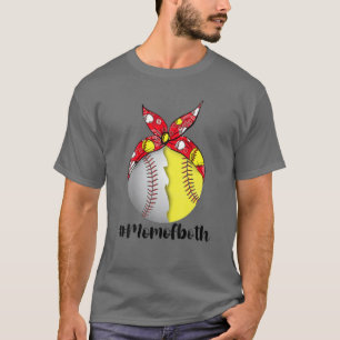 Camiseta Mãe De Ambos Engraçados Softball Misturando Grá