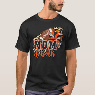 Camiseta Mãe de Ambos os Futebol Cheer Orange Black Pom Leo