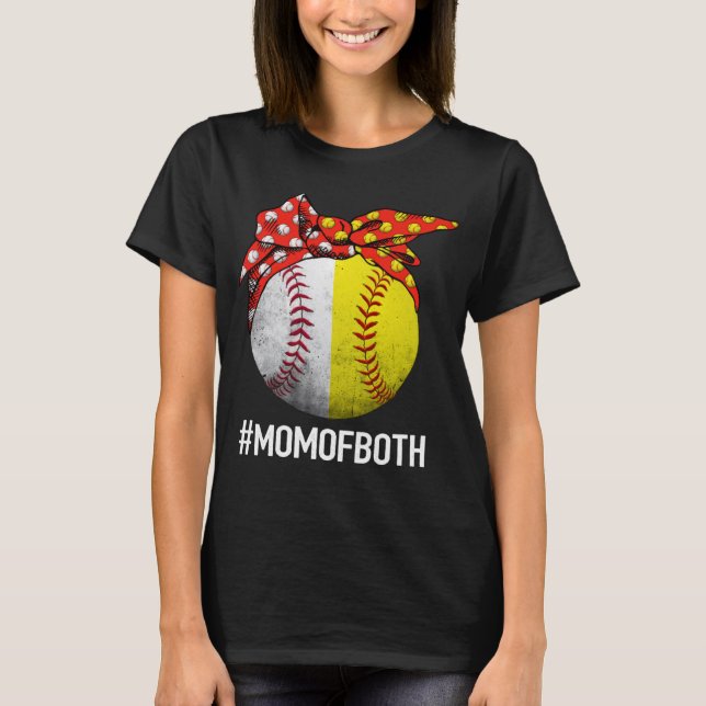 Camiseta Mãe De Ambos Para Mulheres Baseball Mãe Softball M (Frente)