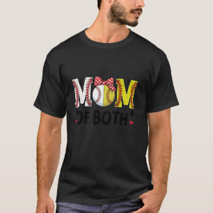Camiseta Mãe de Ambos Softball Beball Mama Coração Mãe
