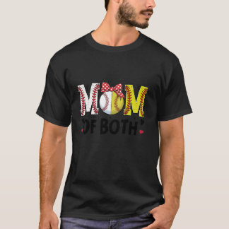 Camiseta Mãe de Ambos Softball Beball Mama Coração Mãe