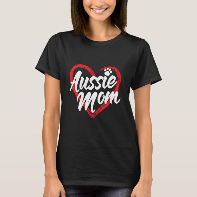 Camiseta Mãe de Australian Shepherd Amante de Cachorro Engr (Frente)